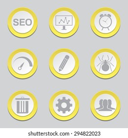 SEO Internet Sign Yellow Vector Button Icon Design Set 8