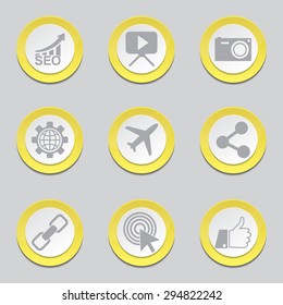 SEO Internet Sign Yellow Vector Button Icon Design Set 1