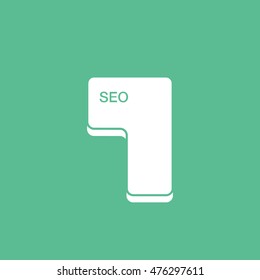 SEO Key Flat Icon On Green Background