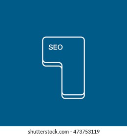 SEO Key Line Icon On Blue Background