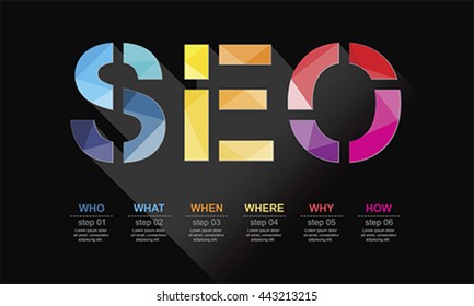 SEO keyword points with geometric polygon, vector