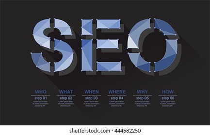 SEO keyword points with geometric polygon, vector