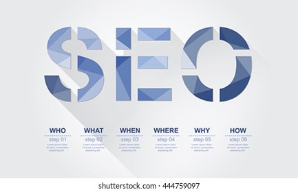 SEO keyword points with geometric polygon, vector