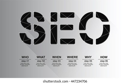 SEO keyword points with geometric polygon, vector