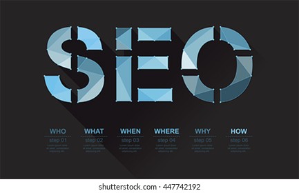 SEO keyword points with geometric polygon, vector