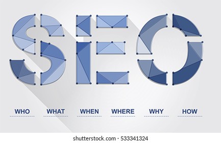 SEO keyword points with geometric polygon, vector