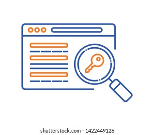 SEO keywording line color icon. Digital marketing sign. Metadata vector pictogram. Website ranking symbol. Object for web page, mobile app, promo. UI/UX/GUI design element. Editable stroke.