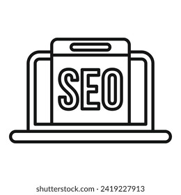Seo laptop engine icon outline vector. Boost market. Website chart