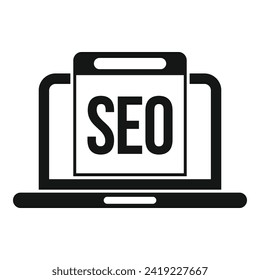 Seo Laptop Engine Symbol einfache Vektorgrafik. Den Markt ankurbeln. Website-Diagramm