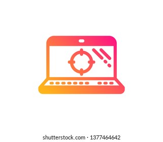 Seo laptop icon. Search engine optimization sign. Aim target symbol. Classic flat style. Gradient seo laptop icon. Vector