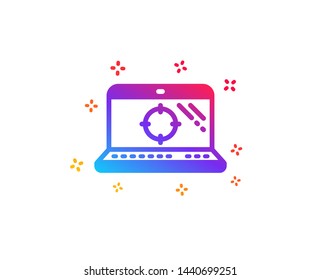 Seo laptop icon. Search engine optimization sign. Aim target symbol. Dynamic shapes. Gradient design seo laptop icon. Classic style. Vector