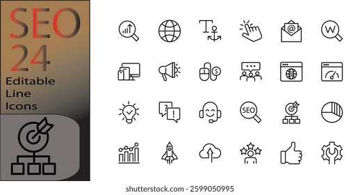 seo Line Editable Icons set