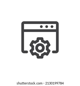 Icono de línea SEO. signo de estilo lineal para concepto móvil y diseño web. Código personalizado, icono del vector de esquema de programación. Símbolo, ilustración del logotipo. Gráficos vectoriales