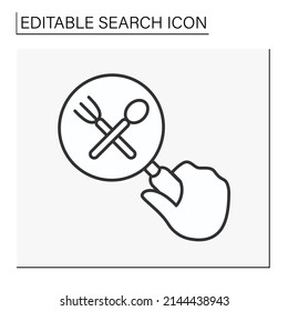  SEO line icon. Looking through a magnifier. Notification sign. Searching for a letter. Exchanging messages. Search concept. Isolated vector illustration. Editable stroke