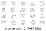 Seo line icon set. Search Engine Optimization. Business and marketing, traffic, ranking icon pack. Marketing and Search Engine Optimization outline icons collection. UI thin outline icons pack.