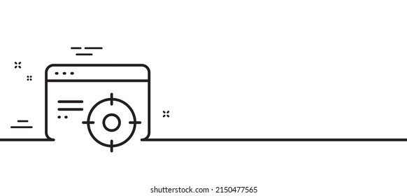 Seo line icon. Web targeting sign. Traffic management symbol. Minimal line illustration background. Seo targeting line icon pattern banner. White web template concept. Vector