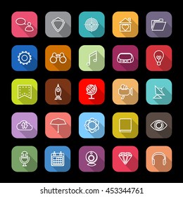 SEO line icons with long shadow, stock vector