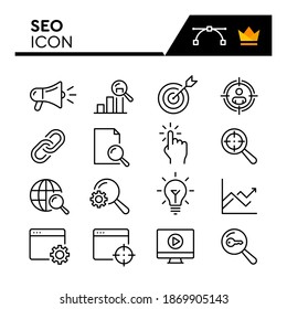 SEO line icons set. Editable Stroke