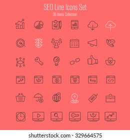 SEO line thin icons