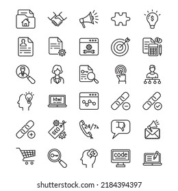 SEO line vector icon set