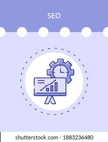 SEO linear icon in the vector. Symbol in a simple flat style.