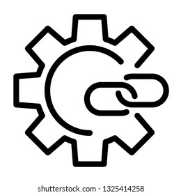 seo link icon, outline black style, seo and business illustration