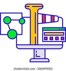 Vector de enlace Seo. Icono de marketing. Motor de búsqueda. Diseño de optimización de enlace posterior. Elaboración y actualización de estrategias de promoción de medios sociales. Tecnología de Internet