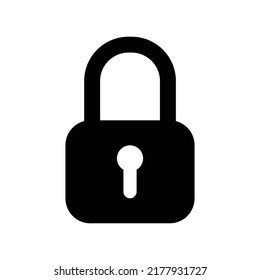 Seo lock icon. Black vector graphics.