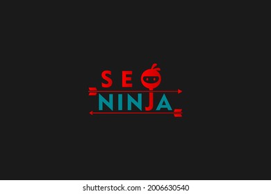 SEO LOGO DESIGN ILLUSTRATION. SEARCH ENGINE OPTIMATION LOGO WITH NINJA HEAD