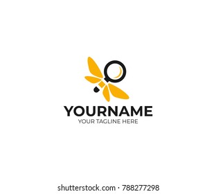 SEO Magnifier and Bee Logo Template. Search Vector Design. Targeting Illustration