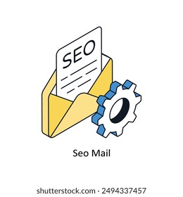 Seo Mail Isometric style icon. Symbol on White background EPS 10 File