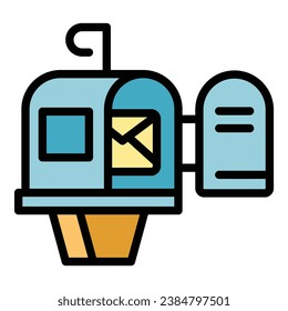 Seo mailbox icon outline vector. Site web. Social card color flat