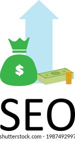 seo make money icon on white background. seo tool sign. Search Engine Optimization symbol. flat style.