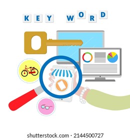 Seo marketing campaign,SEM, Business Search engine optimization. Internet Marketing search flat vector with icons and texts