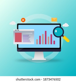 SEO marketing, Digital marketing, Marketing analytics - conceptual vector landing page