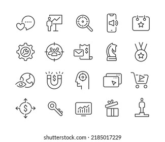 Seo and Marketing - Editable Stroke Line Icons