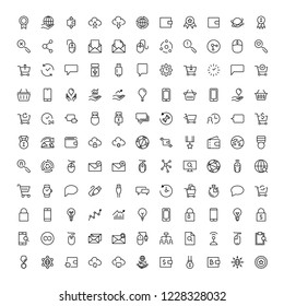 Seo marketing flat icon set. Single high quality outline symbol of info for web design or mobile app. Thin line signs for design logo, visit card, etc. Outline logo of seo marketing