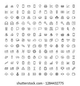 Seo marketing flat icon set. Single high quality outline symbol of info for web design or mobile app. Thin line signs for design logo, visit card, etc. Outline logo of seo marketing