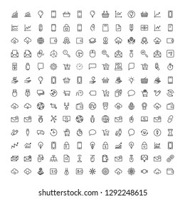 Seo marketing flat icon set. Single high quality outline symbol of info for web design or mobile app. Thin line signs for design logo, visit card, etc. Outline logo of seo marketing