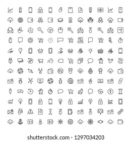 Seo marketing flat icon set. Single high quality outline symbol of info for web design or mobile app. Thin line signs for design logo, visit card, etc. Outline logo of seo marketing