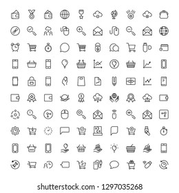 Seo marketing flat icon set. Single high quality outline symbol of info for web design or mobile app. Thin line signs for design logo, visit card, etc. Outline logo of seo marketing