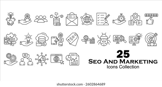 Seo And Marketing Glyph Icons Set