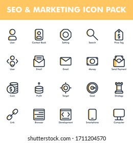 Seo & Marketing Icon Pack Isolated On White Background. For Your Web Site Design, Logo, App, UI. Vector Graphics Illustration And Editable Stroke. EPS 10.