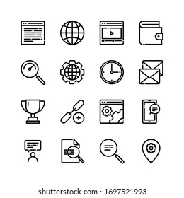 SEO And Marketing Icon Set. Vector Line Style.