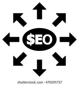Seo Marketing icon. Vector style is flat iconic symbol with rounded angles, black color, white background.