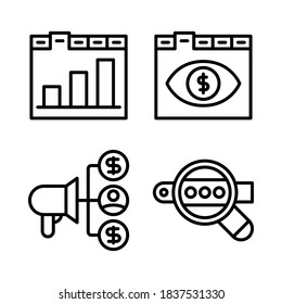 SEO & Marketing Icons Set = cloud web, engine, brainstorm, search web. Perfect for website mobile app, app icons, presentation, illustration and any other projects.