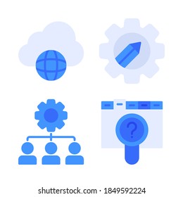 SEO & Marketing Icons Set = cloud web, engine, brainstorm, search web. Perfect for website mobile app, app icons, presentation, illustration and any other projects.