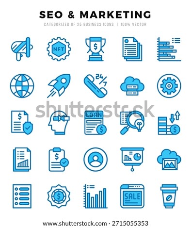 SEO and Marketing icons set. Vector illustration.