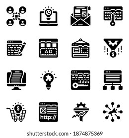 
Iconos Seo y Marketing en diseños de estilo sólido