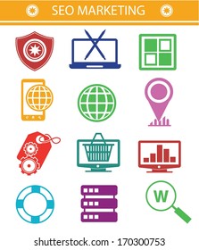 SEO Marketing icons,Colorful style,Version 02